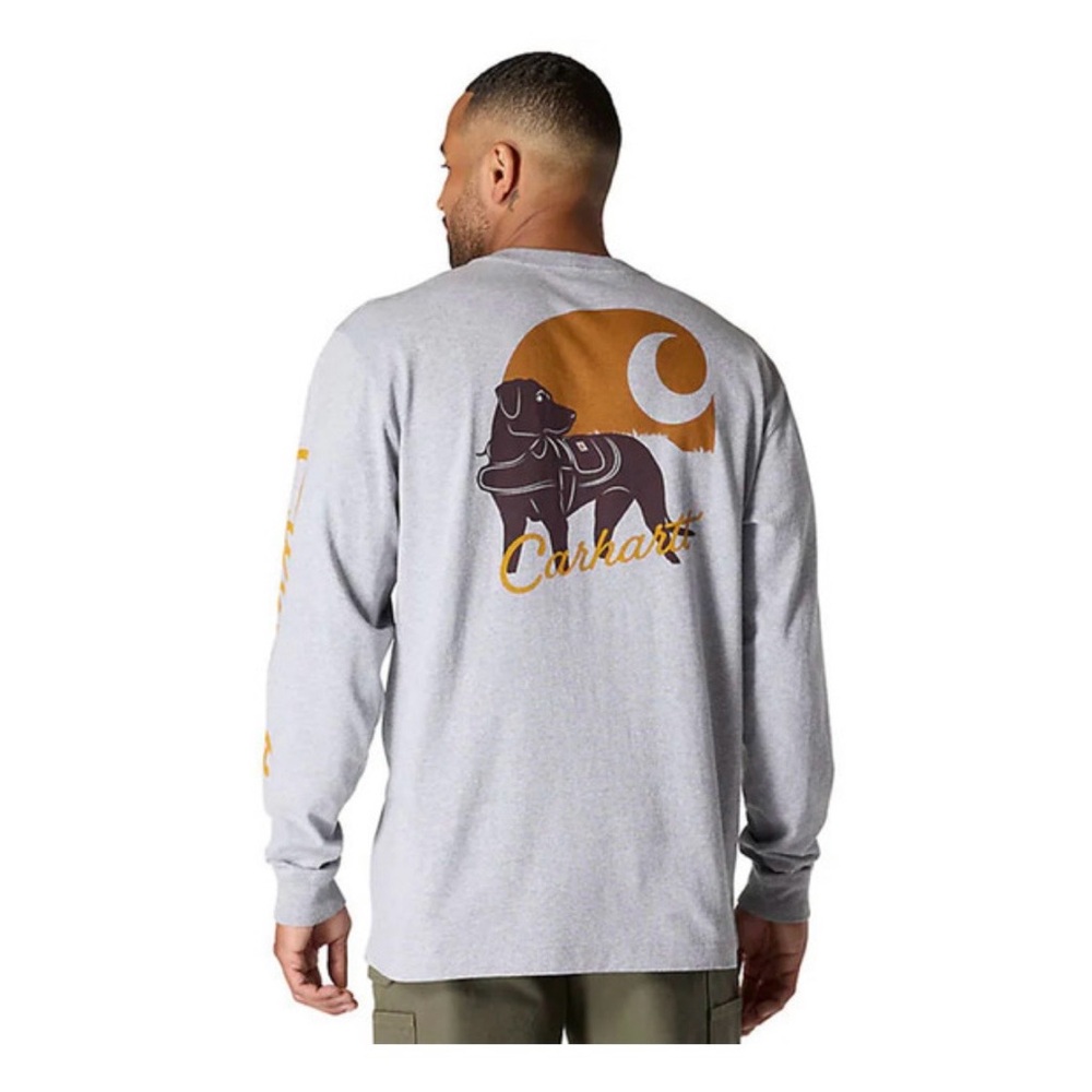 Carhartt Men's Light Gray Long Sleeve Tee with Graphic